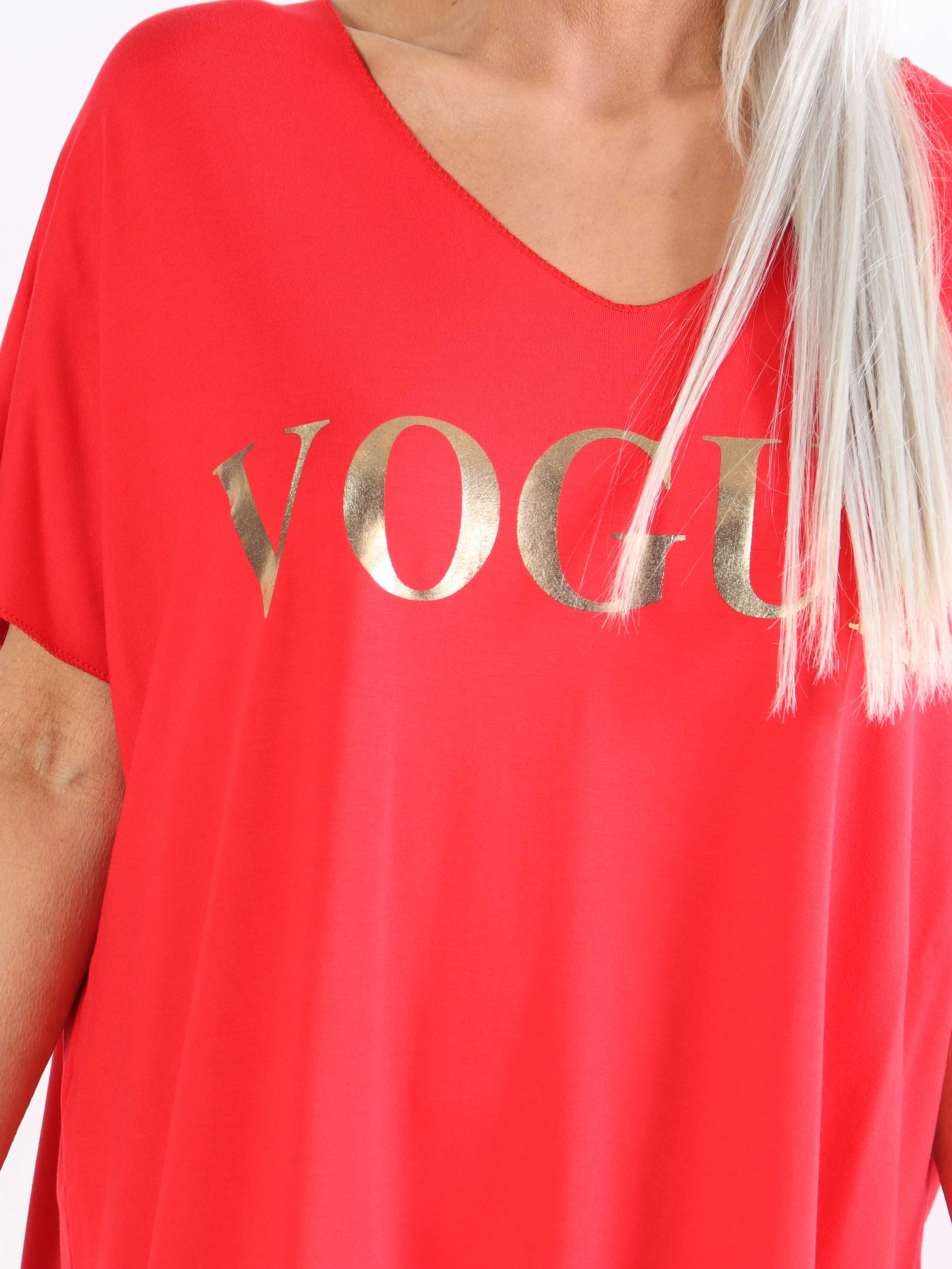 Vogue - Plus size t-shirtkjole i viskose med guld skrift
